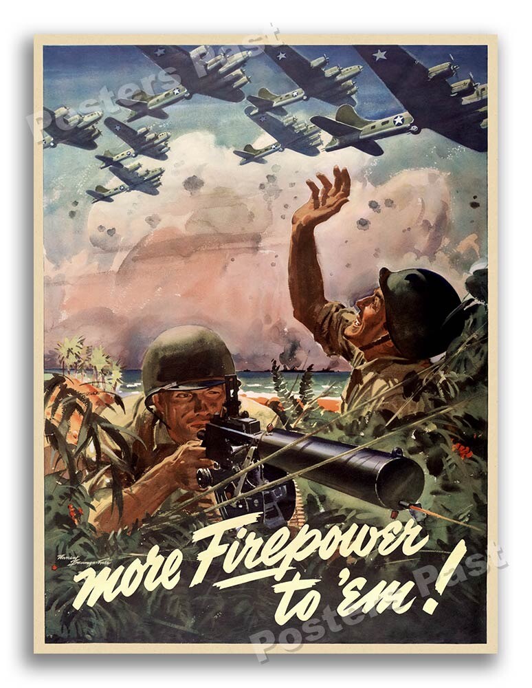 1940s More Firepower to ‘Em WWII Historic War Poster - 18x24
