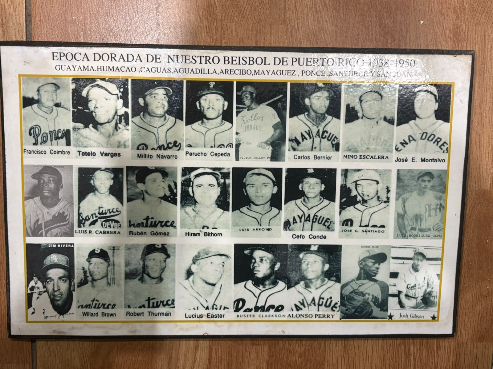 OVERSIZE PUERTO RICO ADVERTISING WOOD PHOTOGRAPH JOSH GIBSON HIRAM BITHORN XXL