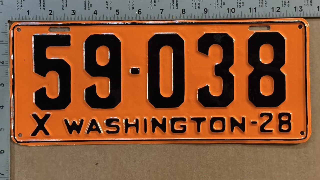 1928 Washington license plate 59038 YOM DMV HIGH QUALITY RESTORED 24526