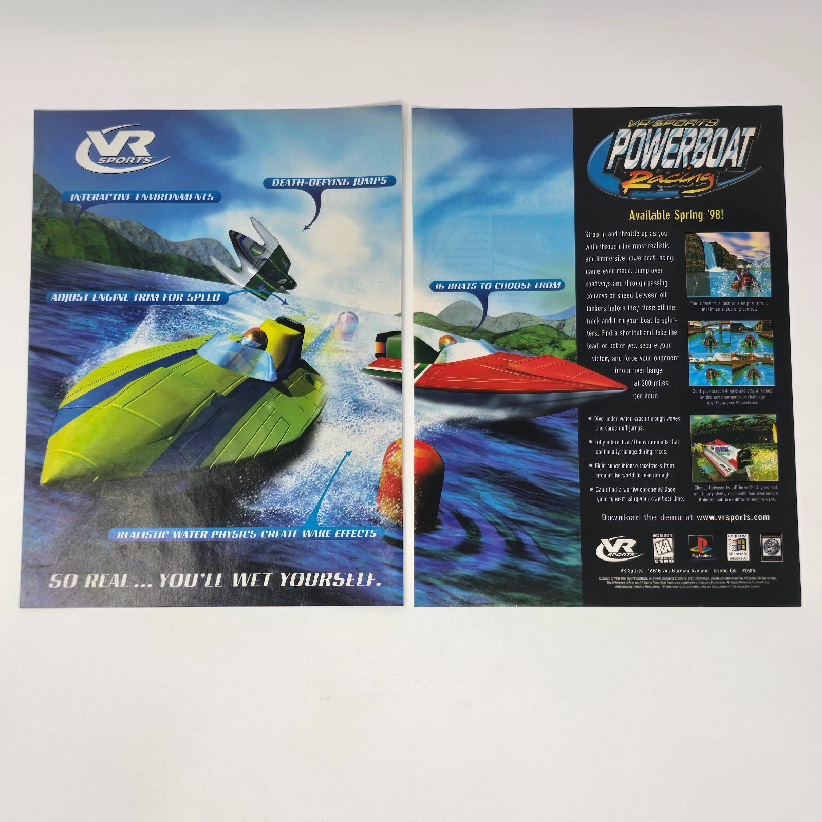 VR Sports Powerboat Racing PlayStation 1 PS1 PC Wet Print Ad/Poster Promo Art