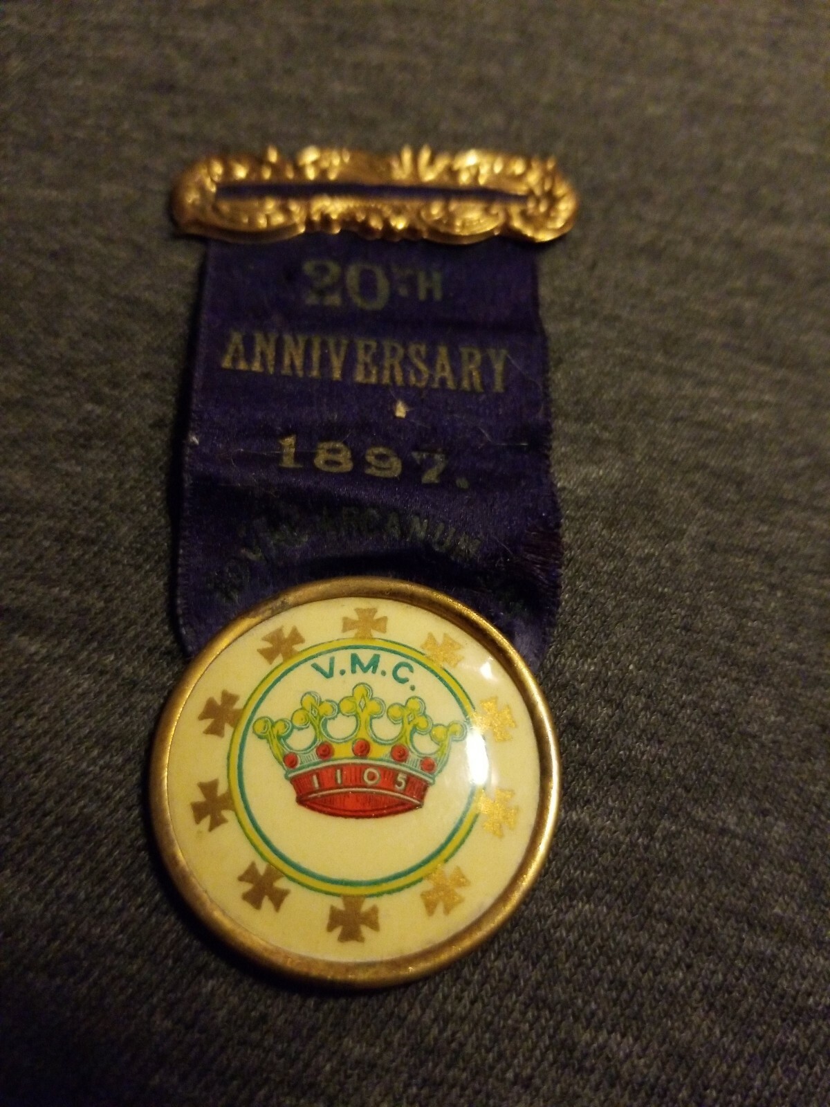 1897 Ribbon VMC Royal Arcanum Fraternal 1105 Grand Council of Dover, NH