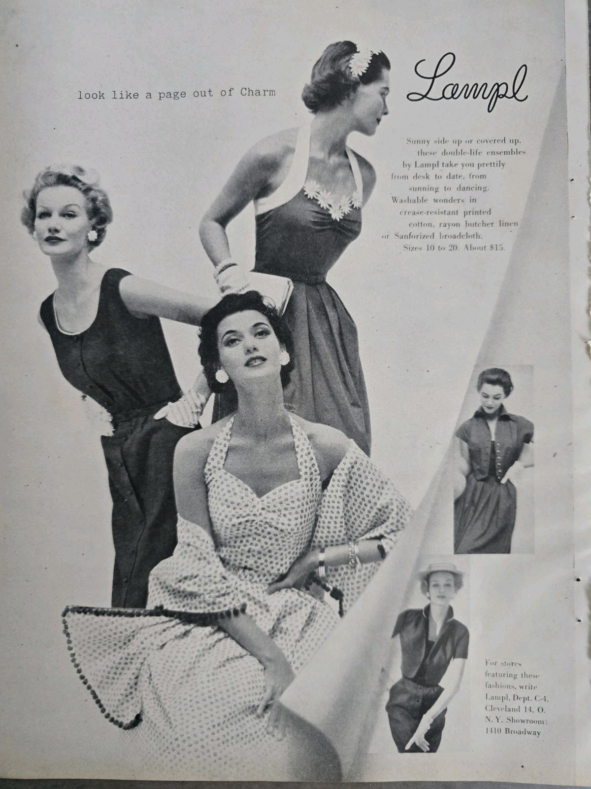 1953 Womens Lampl Summer dresses Vintage Fashion ad 