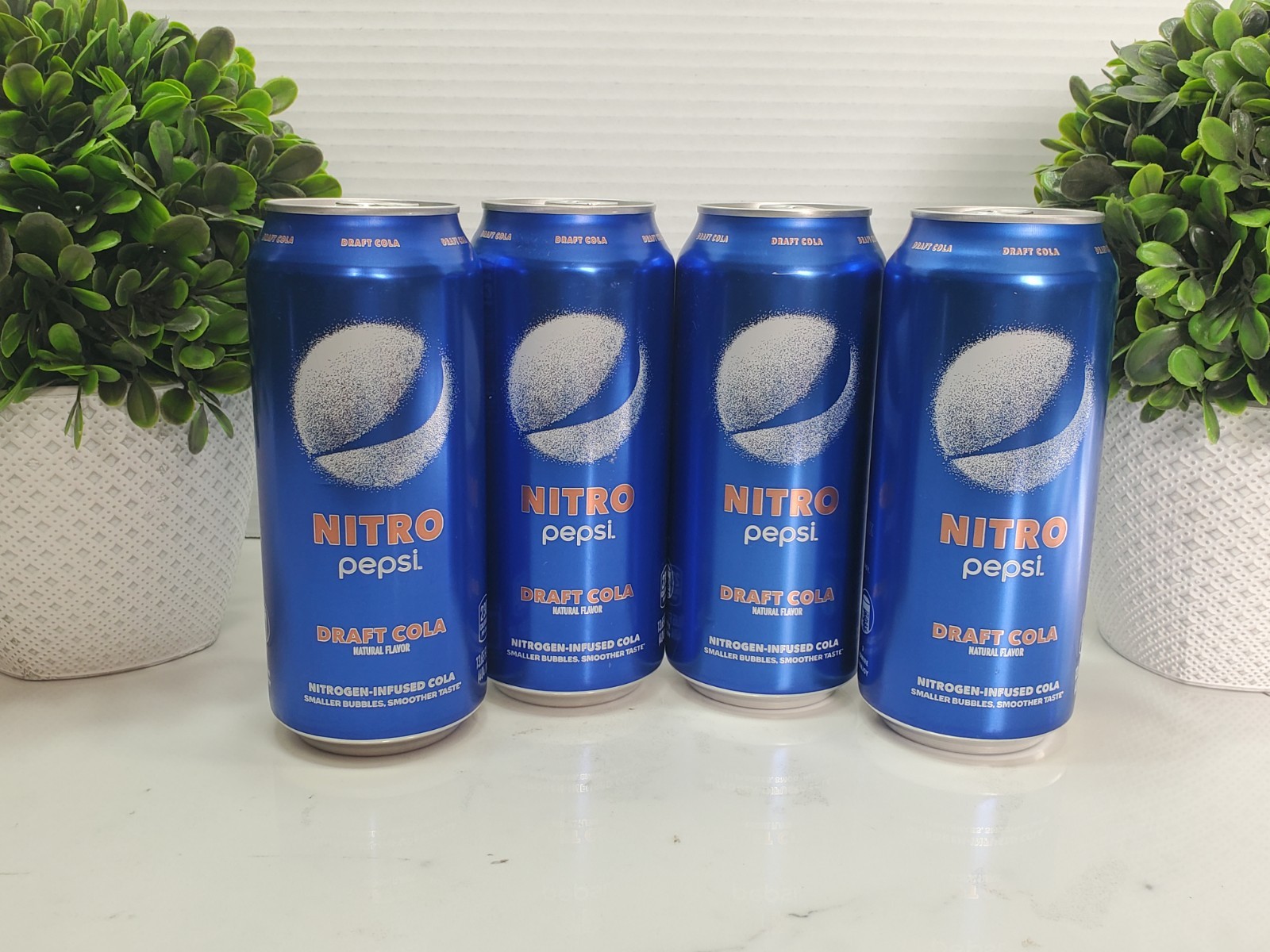 4 Cans NITRO Pepsi Draft Cola 13.65 oz Nitrogen Infused Soda UNOPENED 🔵⚪ READ