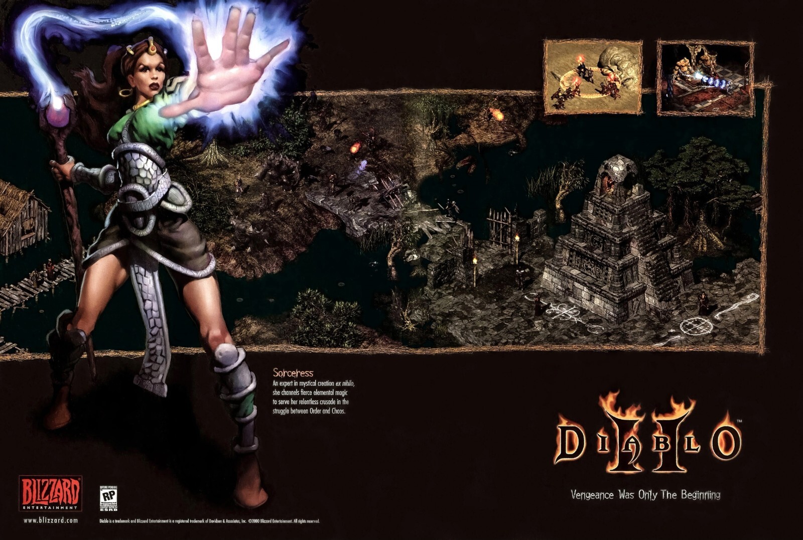 Diablo II 2 PC Game 1999 Sorceress PC Game Promo Ad Art Print Poster 12