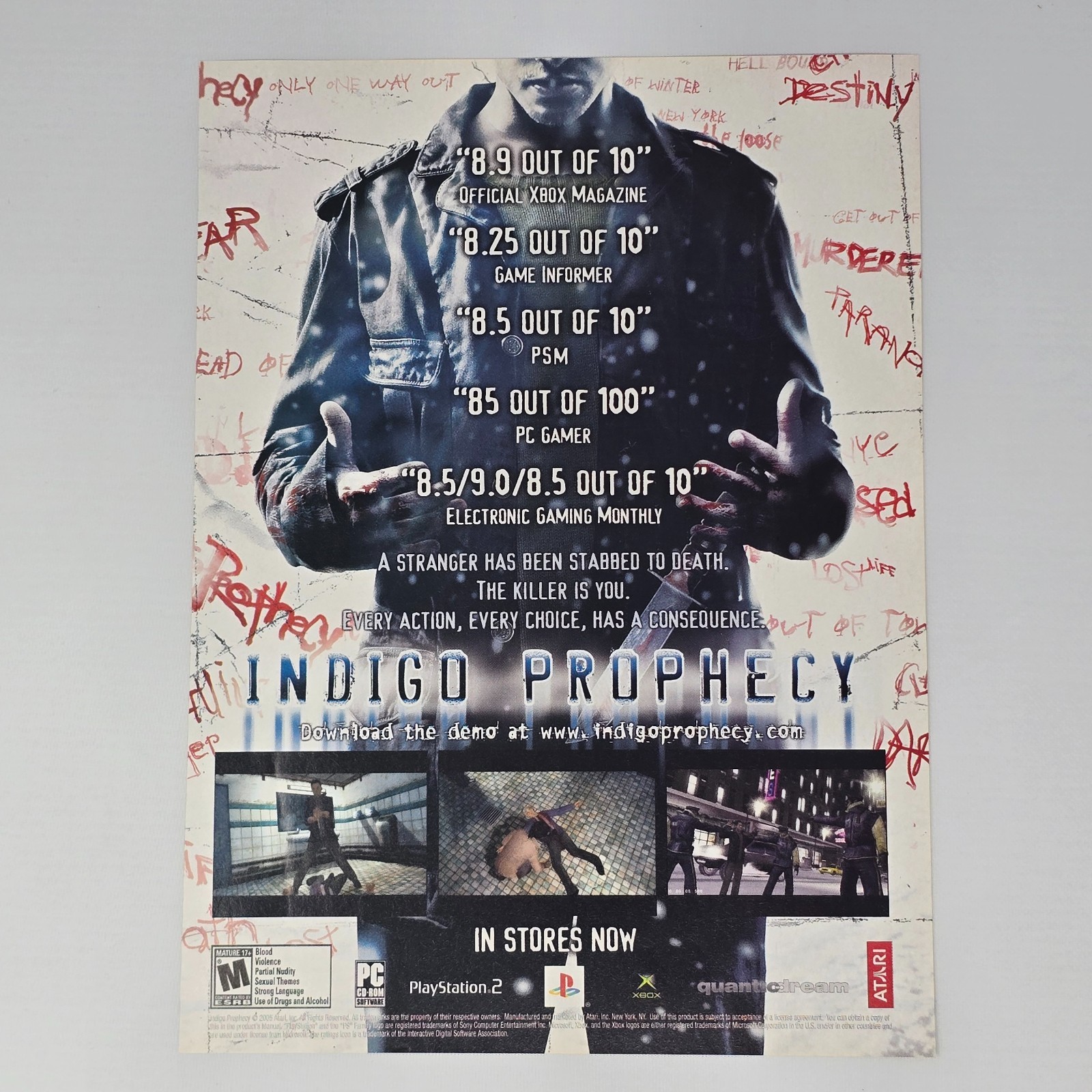 Indigo Prophecy PlayStation 2 PS2 Xbox PC Stranger Print Ad/Poster Promo Art