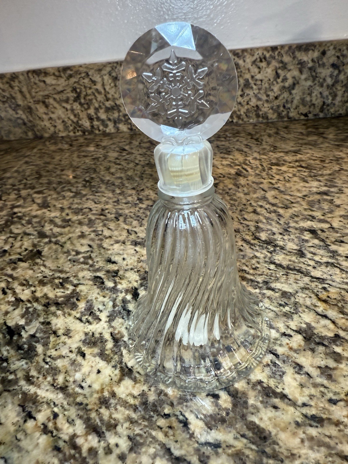 Vintage Avon Crystal Snowflake Christmas Bell Perfume Bottle