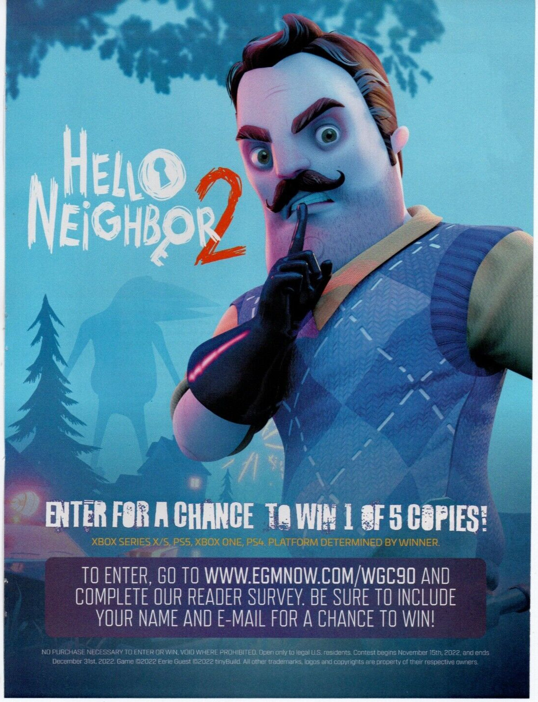 2022 Video Game Promo PRINT AD ART - HELLO NEIGHBOR 2 - PS4 XBOX ONE PS5