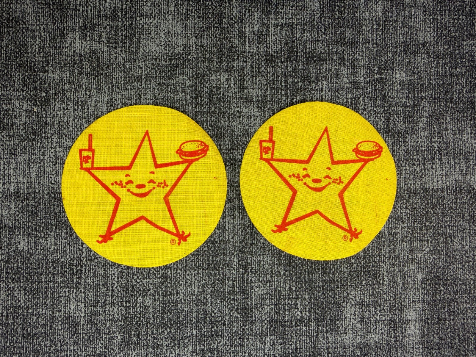 CARL'S Jr 1960's FAST FOOD IRON-ON 3” VINTAGE New Old Stock HAPPY STAR