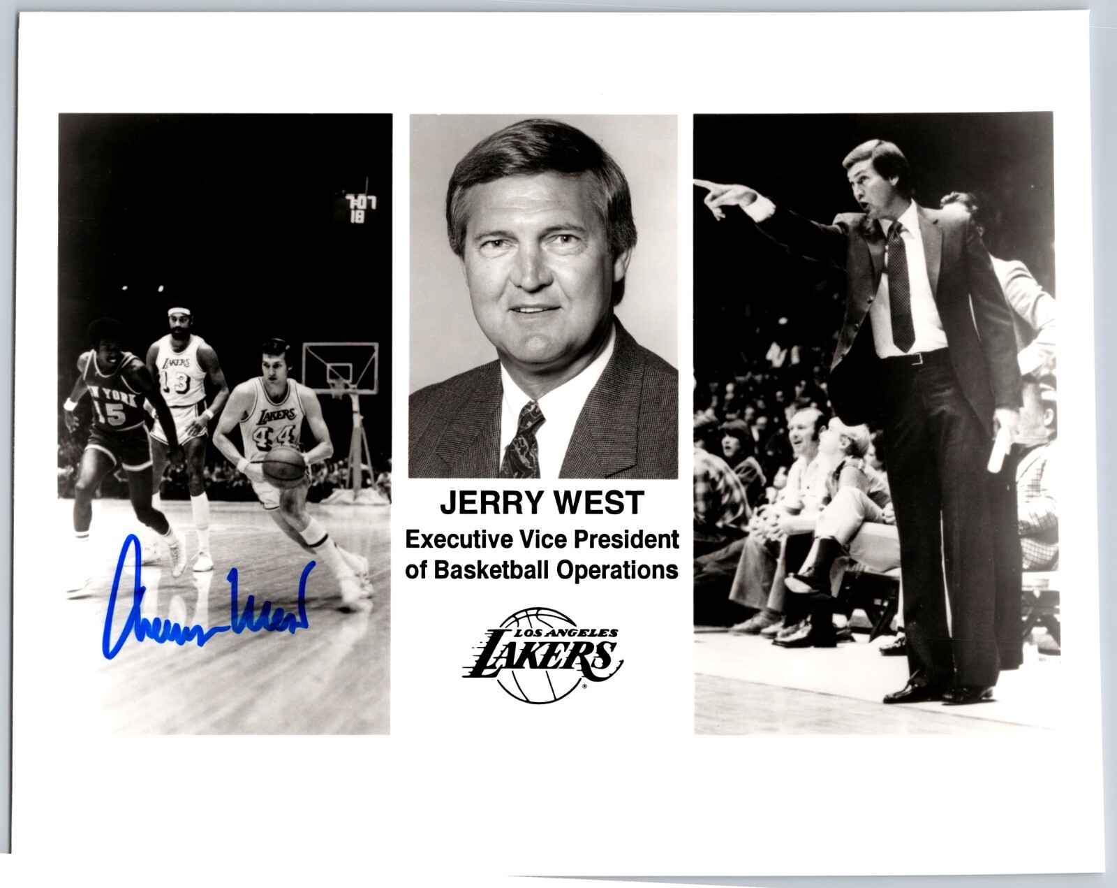 Jerry West Signed 8 x 10 B & W Photo - Basketball - Los Angeles Lakers