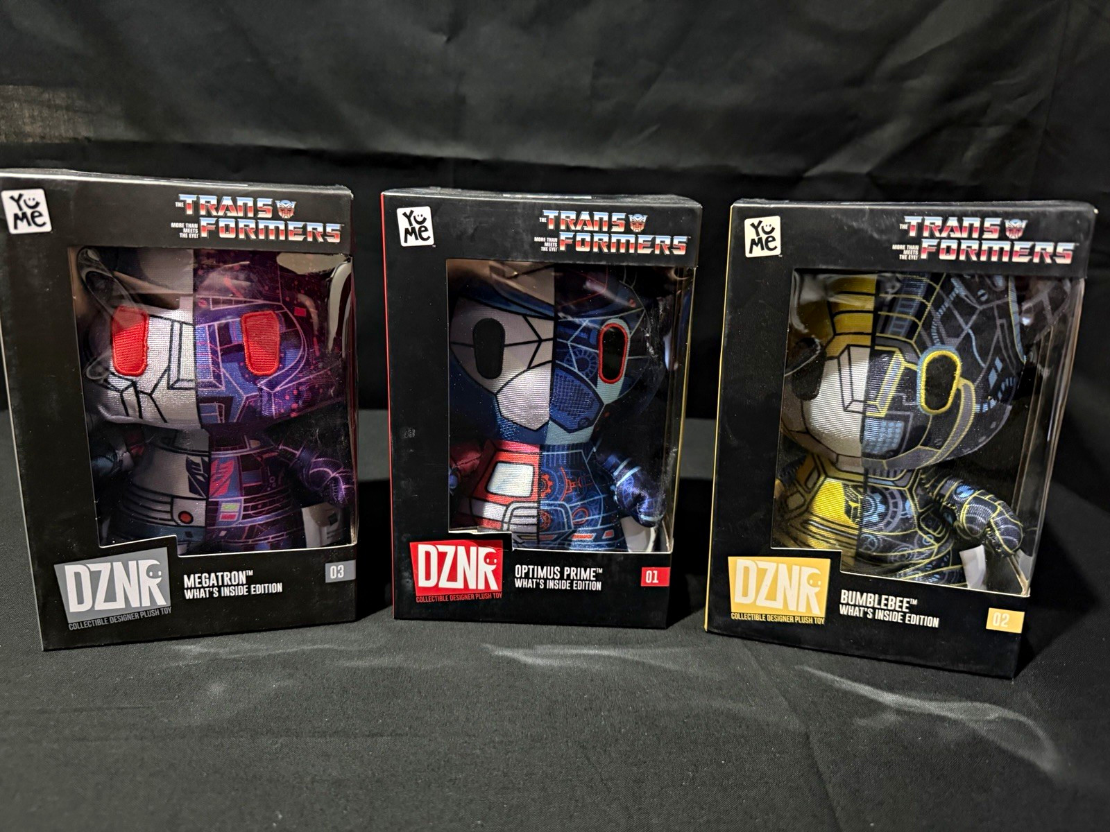 Yume Transformers Optimus Prime Bumblebee Megatron Boxed Plush Stuffed Set