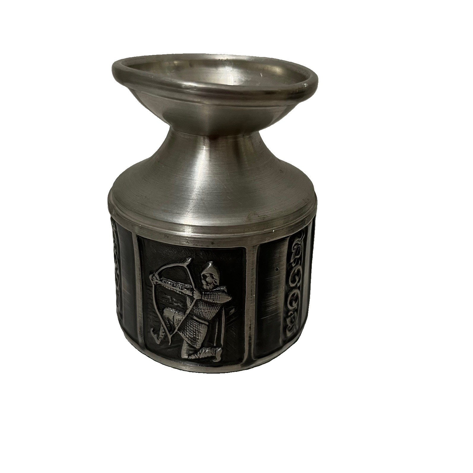 Vintage Kongetinn Mid-Century Norwegian Pewter Viking Candlestick Holder