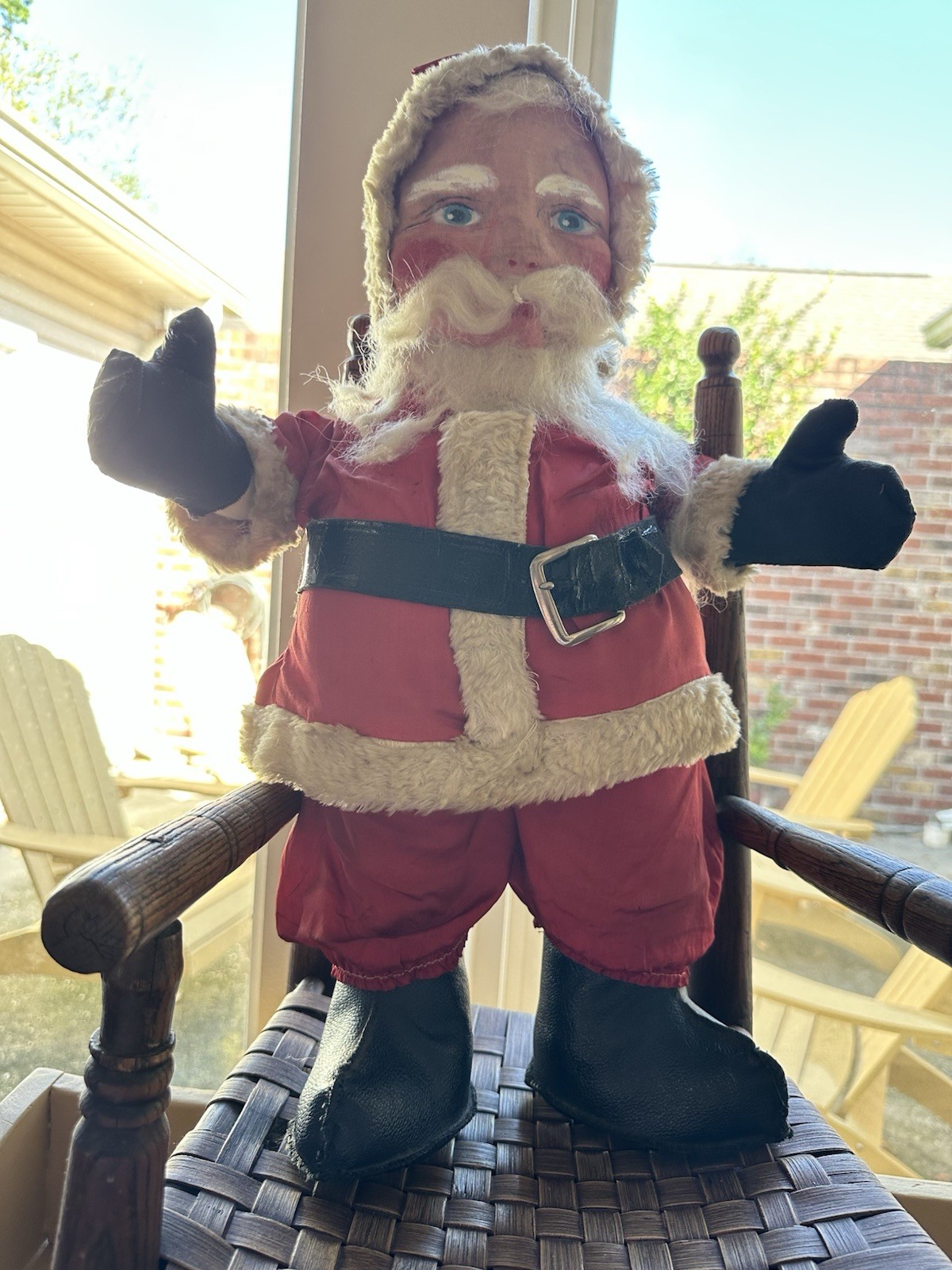 Antique 19thc Santa W/painted Face - Ex. Cond.AAFA