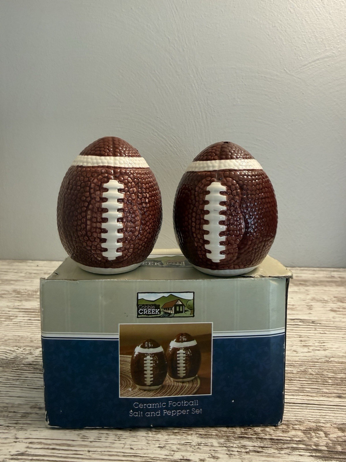 Cobble Creek Football Salt and Pepper Shaker Set Ceramic