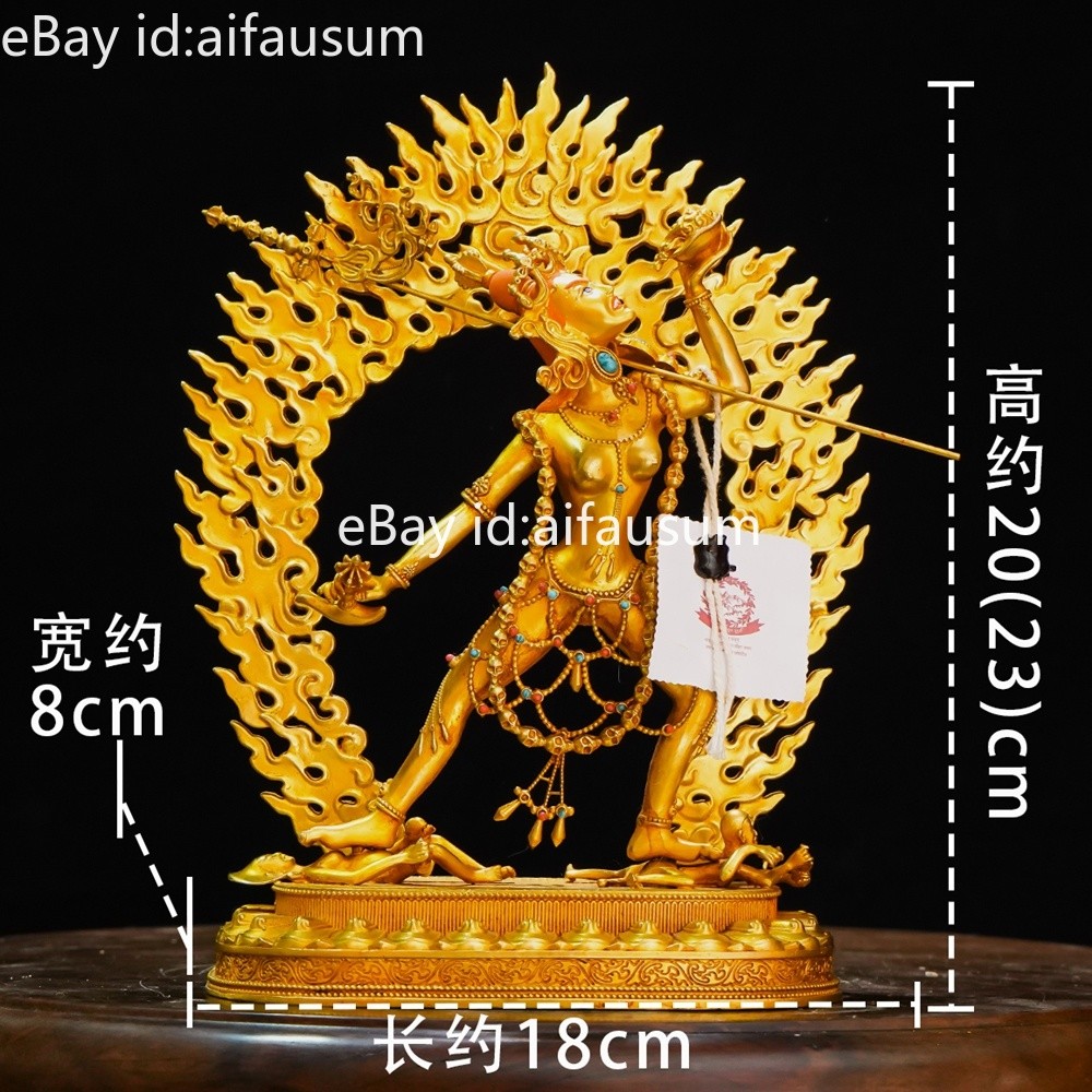 23cm Copper Gilded Naro Kacho Vajrayogini Statue Tibetan Tantric Dakini Decor