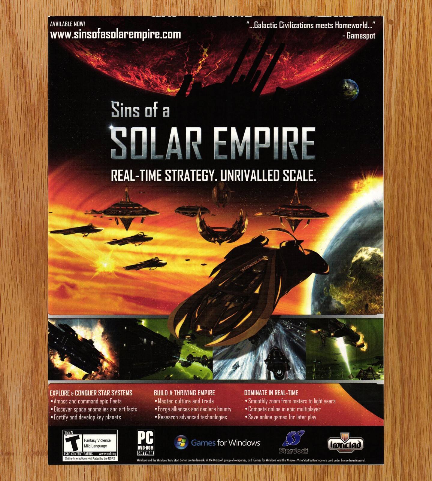 Sins of a Solar Empire PC RTS Space Battle- Video Game Print Ads Poster Art 2008