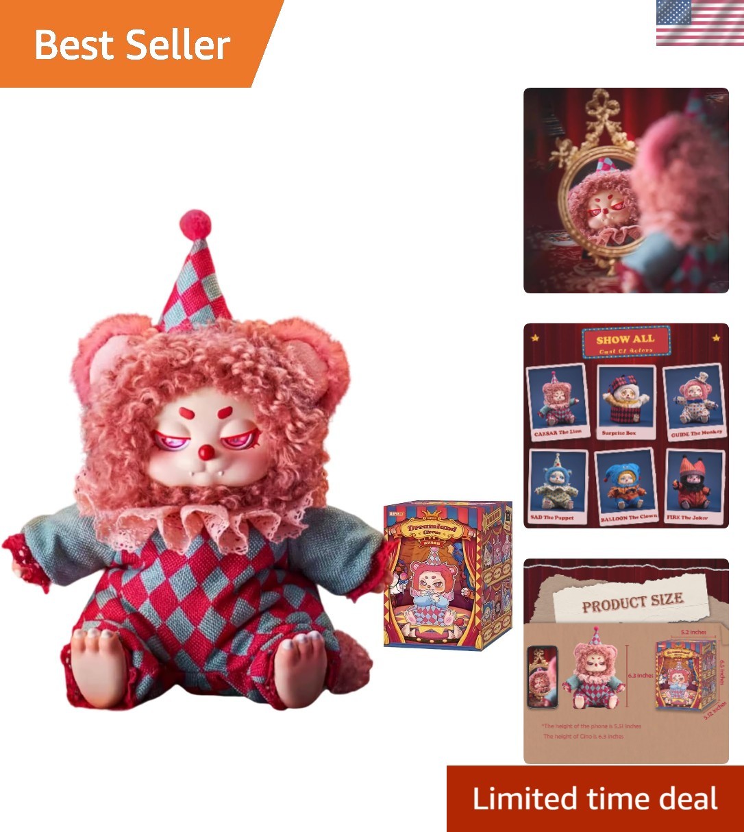 Plush Doll Blind Box Figures, Timeshare Cino Dream Tour Circus Series Stuffed...