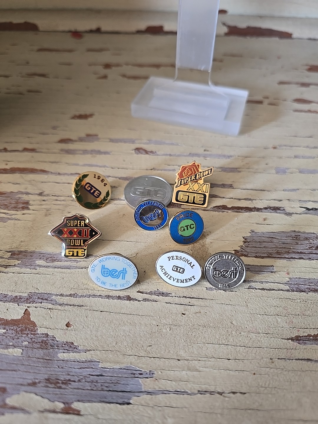 Vtg GTE Telephone Corporate Lapel Pin Lot Super Bowl XXI & XXII Service Awards