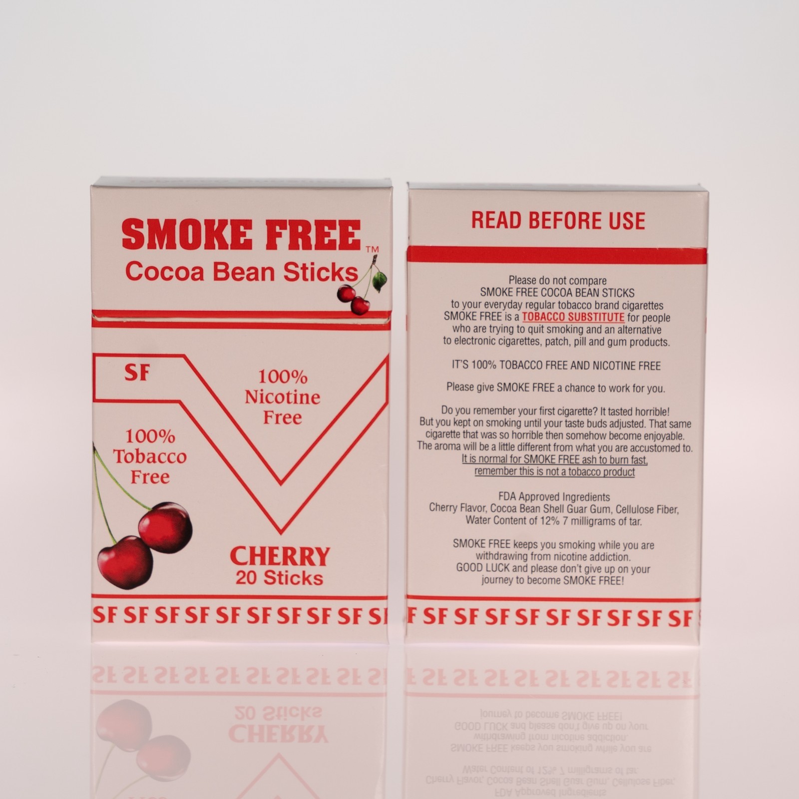 Cocoa Bean Sticks, Cherry Flavor Two Packs Nicotine Free - 40 Sticks
