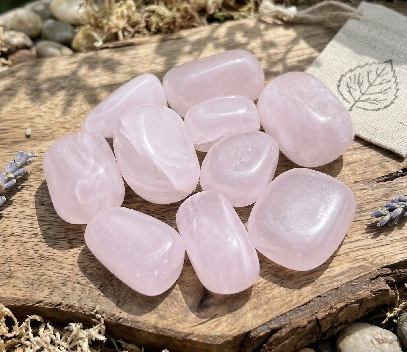 Extra Quality Pink Mangano Calcite Tumbled Stones (UV Reactive) Genuine Mineral