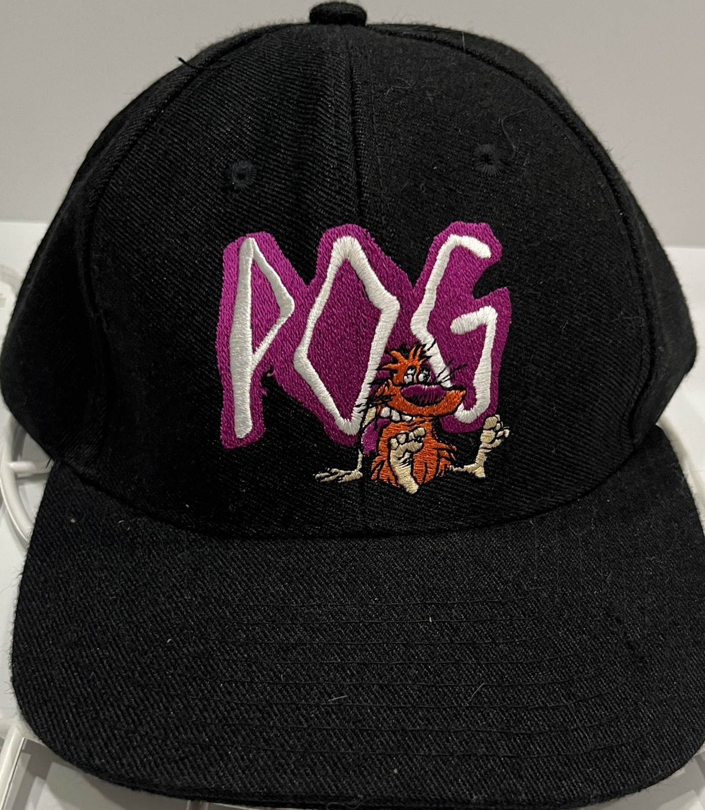 Vintage POG World Pog Federation Baseball Cap Hat Snapback Black 90s Advertising