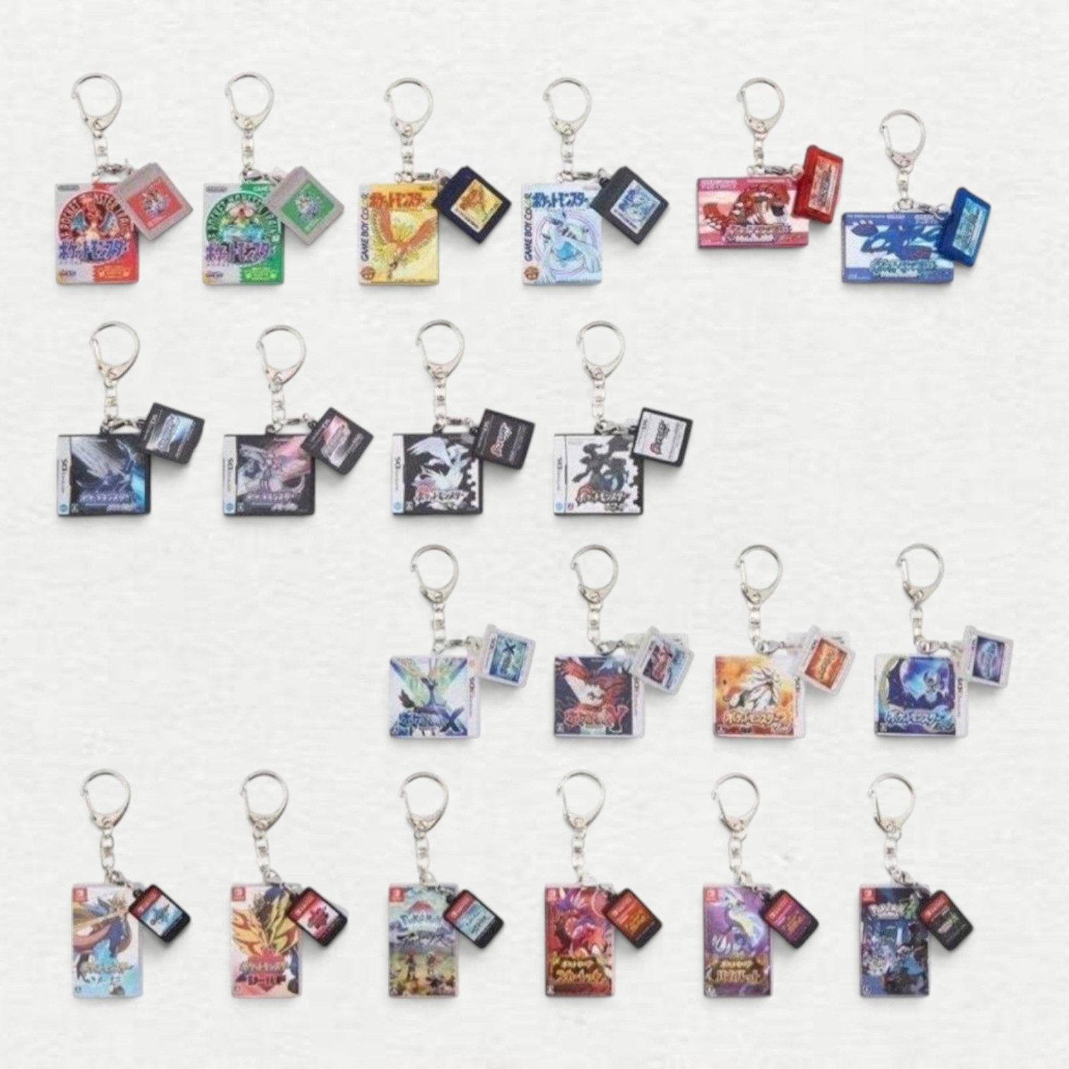 Nintendo Pokemon Center Exclusive Package Cartridge Keychain Complete 20 Set