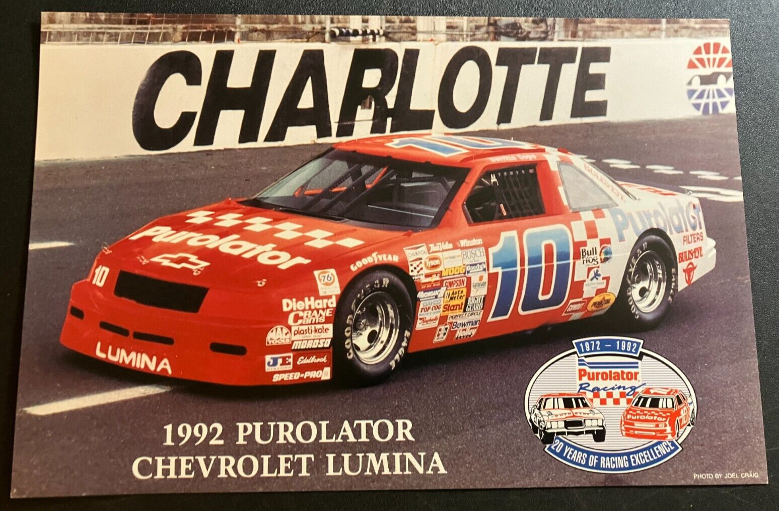 1992 Derrike Cope #10 Purolator Chevrolet Lumina - NASCAR Hero Card Handout