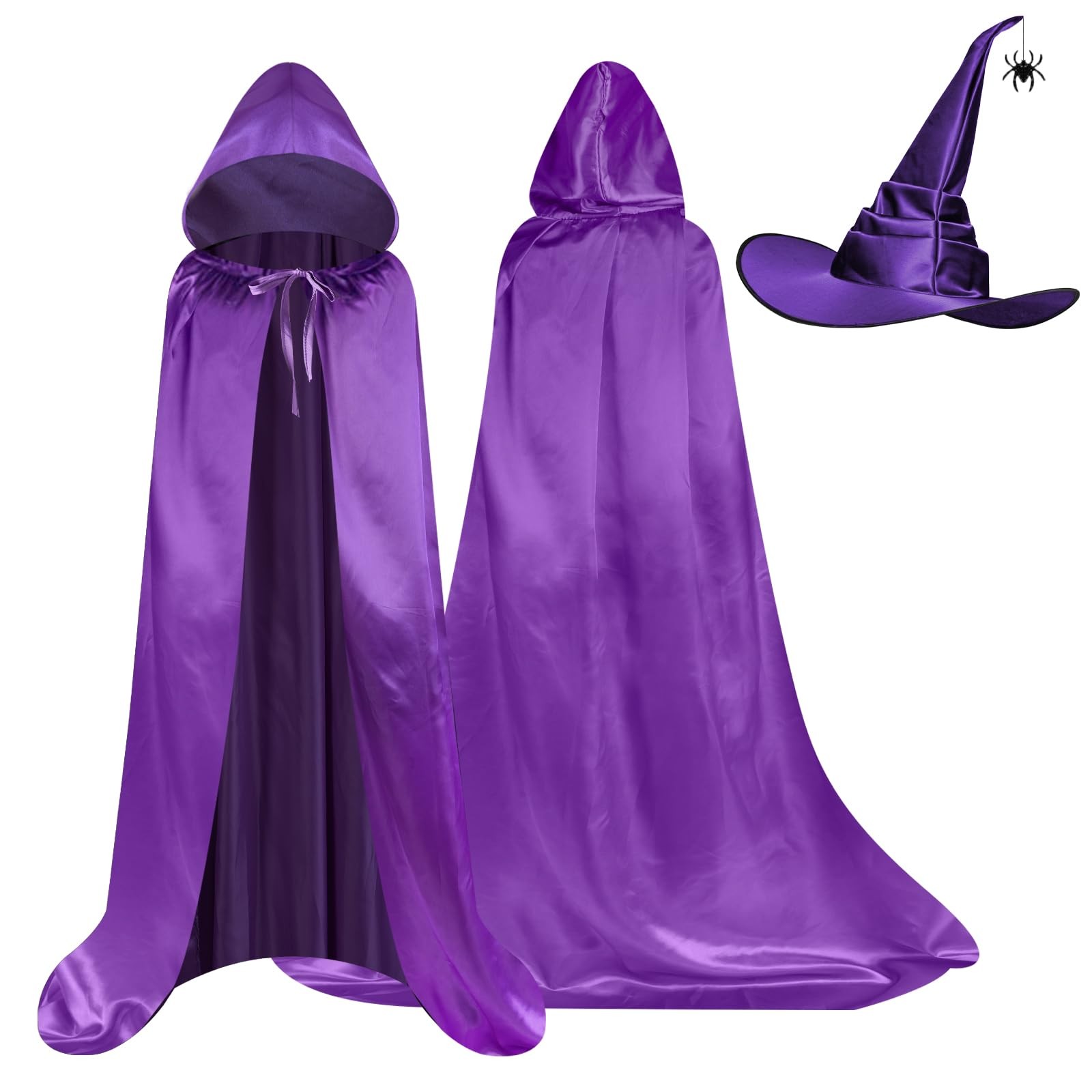 Witch Costume Kids, Witches Fancy Dress Complete Set with Hooded Cape Spider Witch Hu...