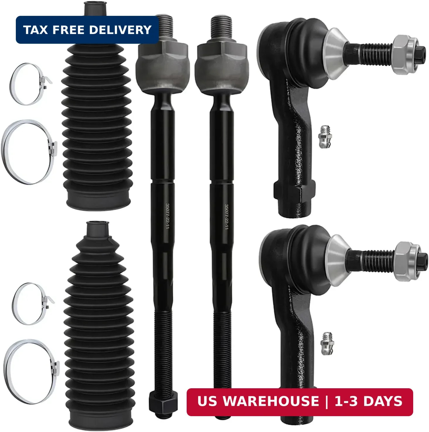 Front Inner Outer Tie Rod End w/Boot fit for Ford, for Lincoln