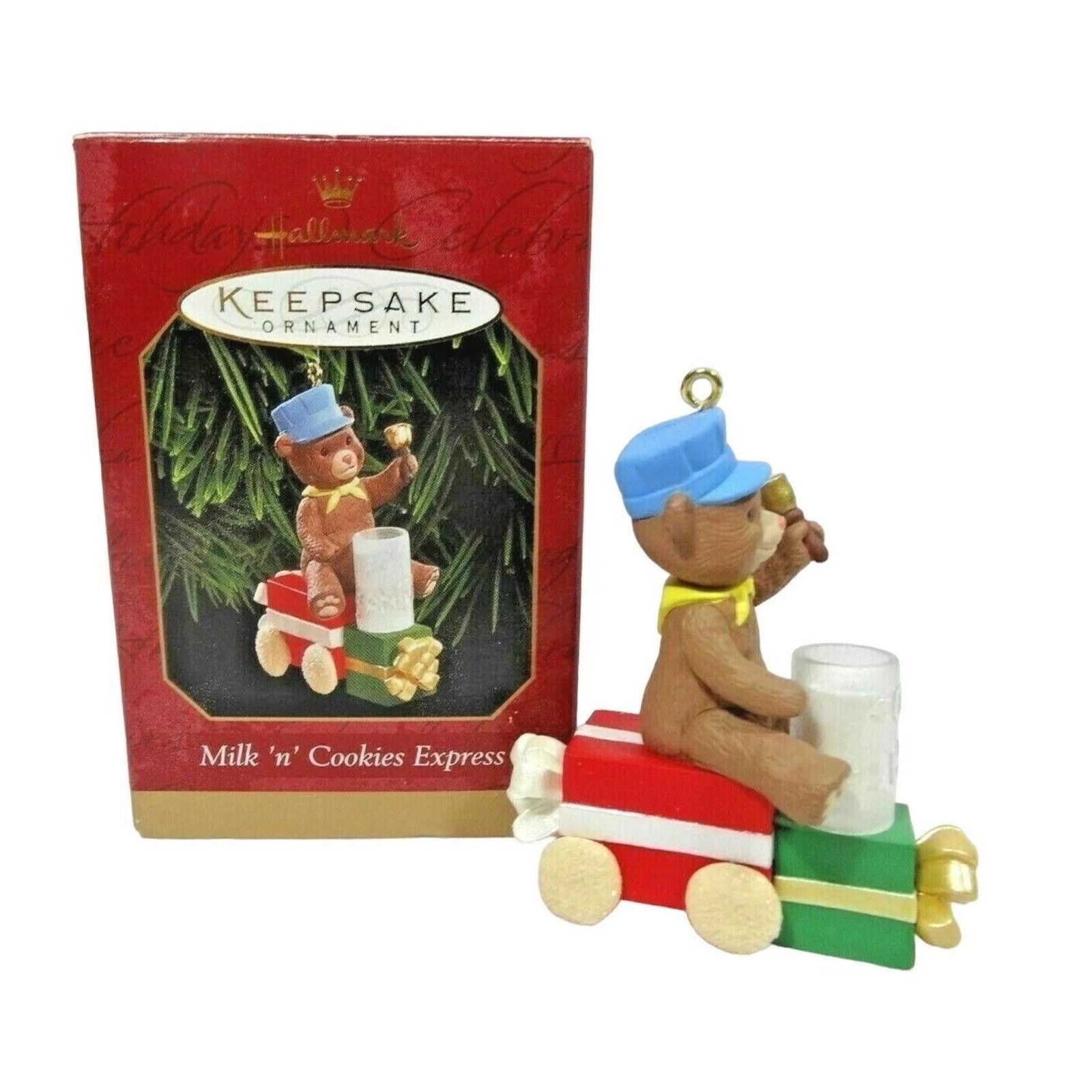 Hallmark Keepsake Ornament Milk 'N' Cookies Express Bear Train 1999 Boxed Gift