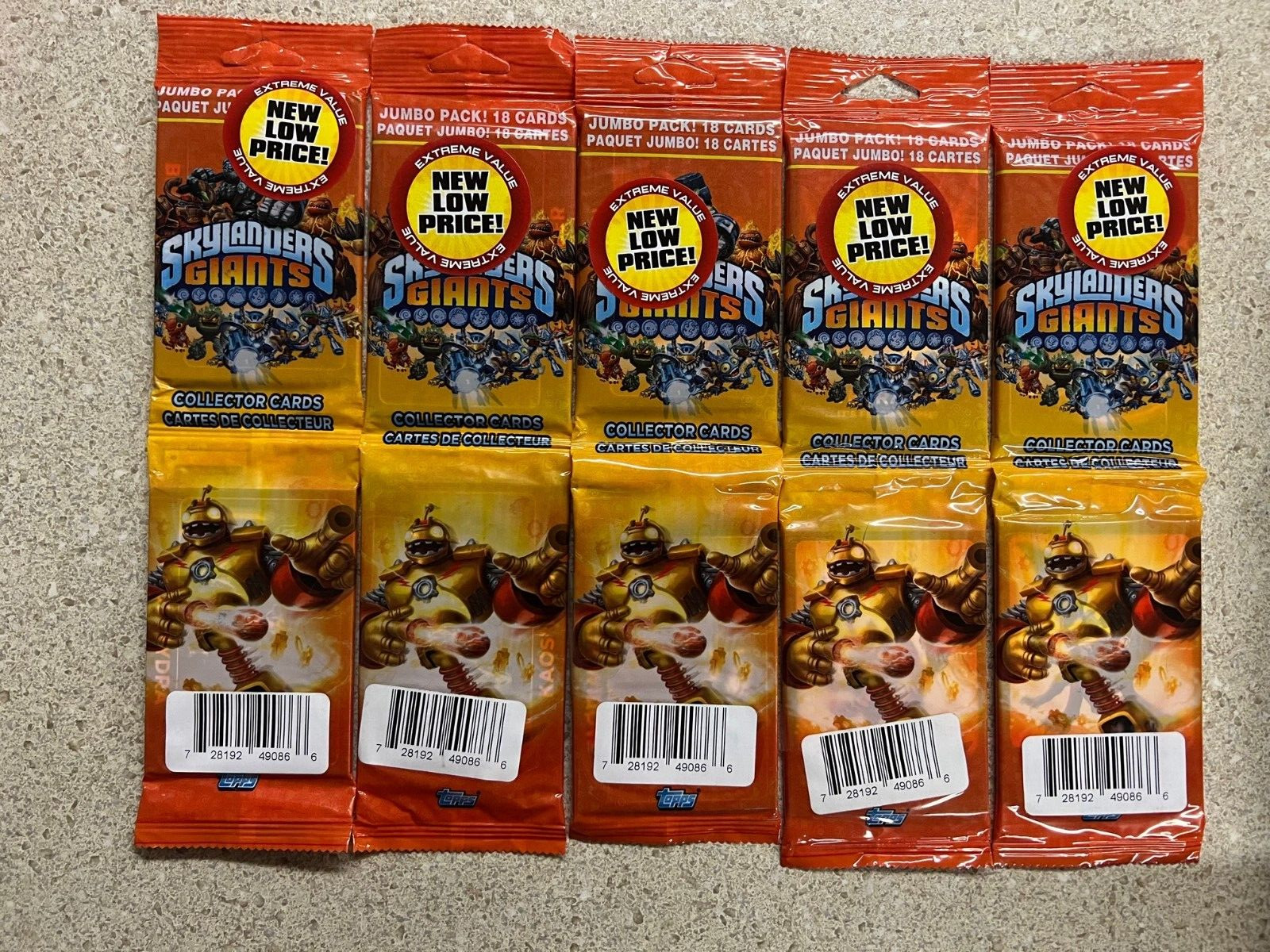 Lot of 5 SKYLANDERS GIANTS TOPPS TRADING CARD jumbo Rack pack New Sealed