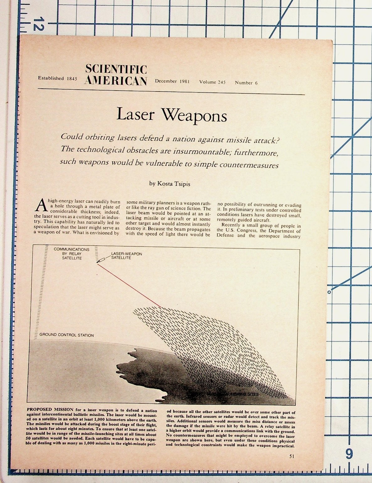 1981 Scientific American Laser Weapons Article Cold War Era Defense Ephemera