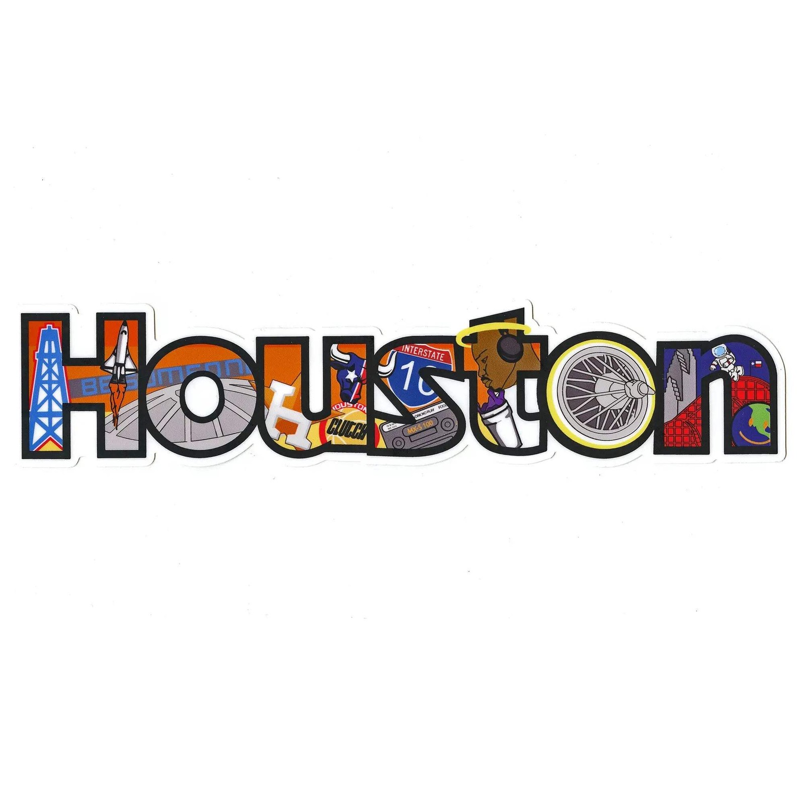 Houston Texas Large Iconic Collage Bumper Sticker