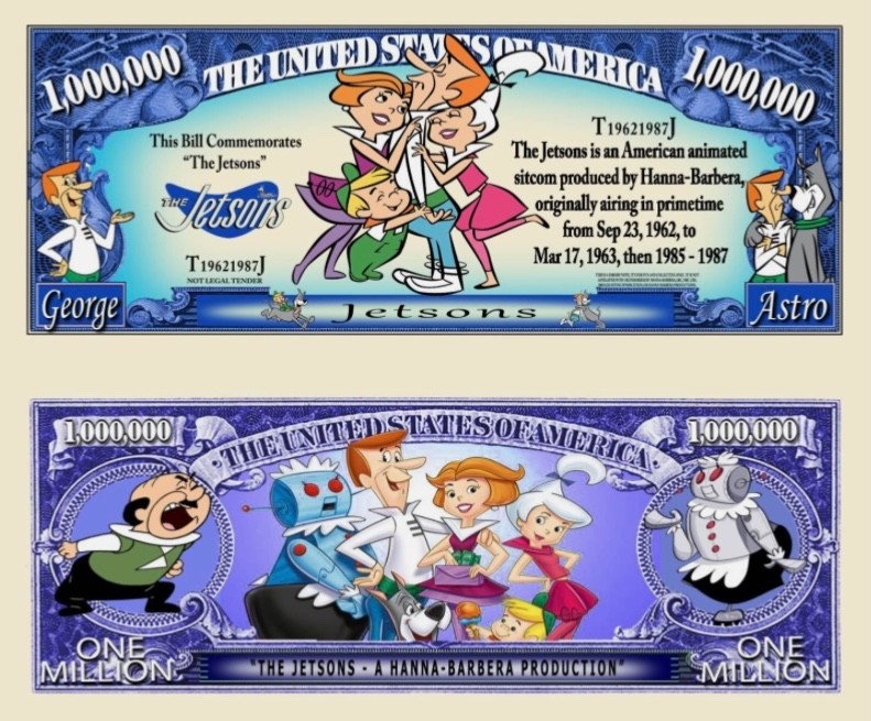 25 Pack The Jetsons Cartoon Money Collectible Novelty 1 Million Dollar Bills