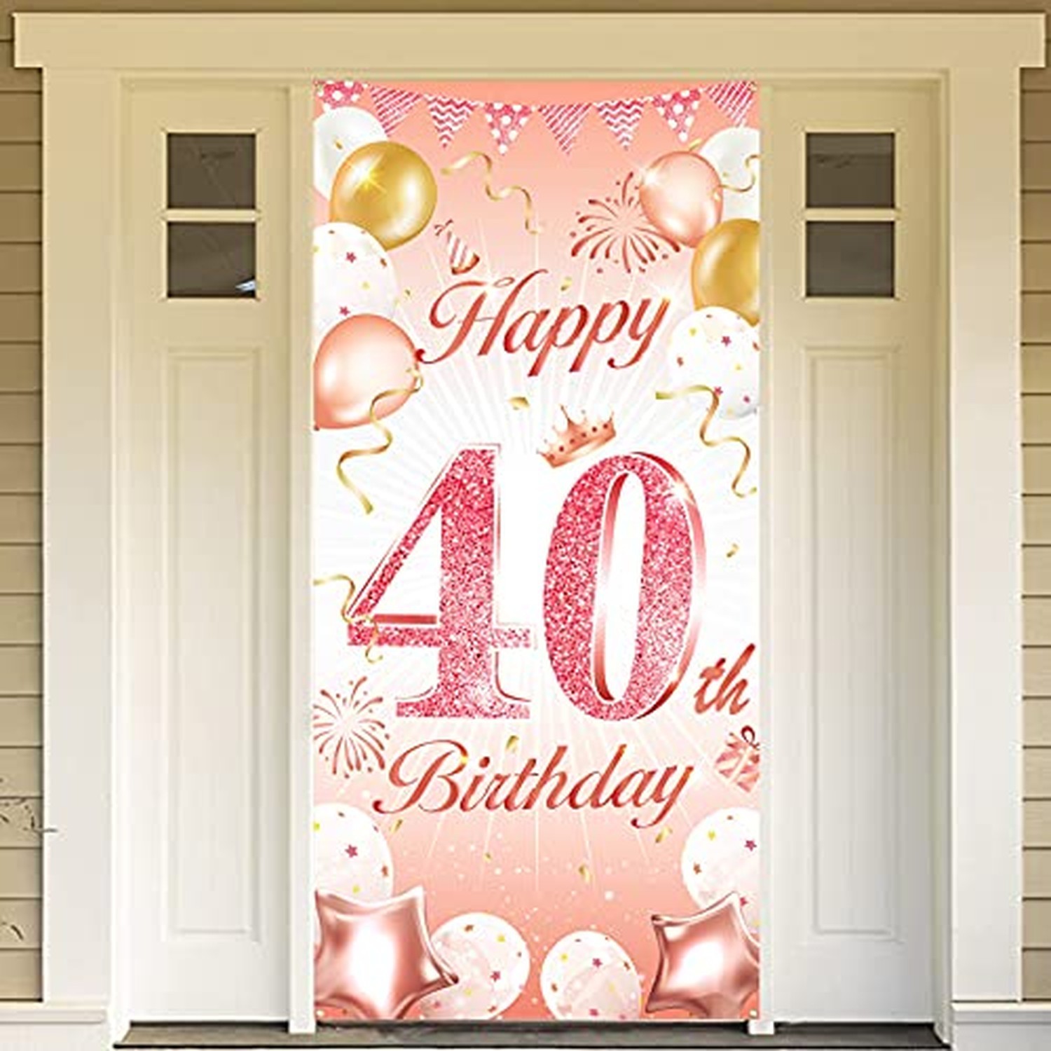 DPKOW Rose Gold 40th Birthday Decoration for Woman, Rose Gold Happy 40th Birt...