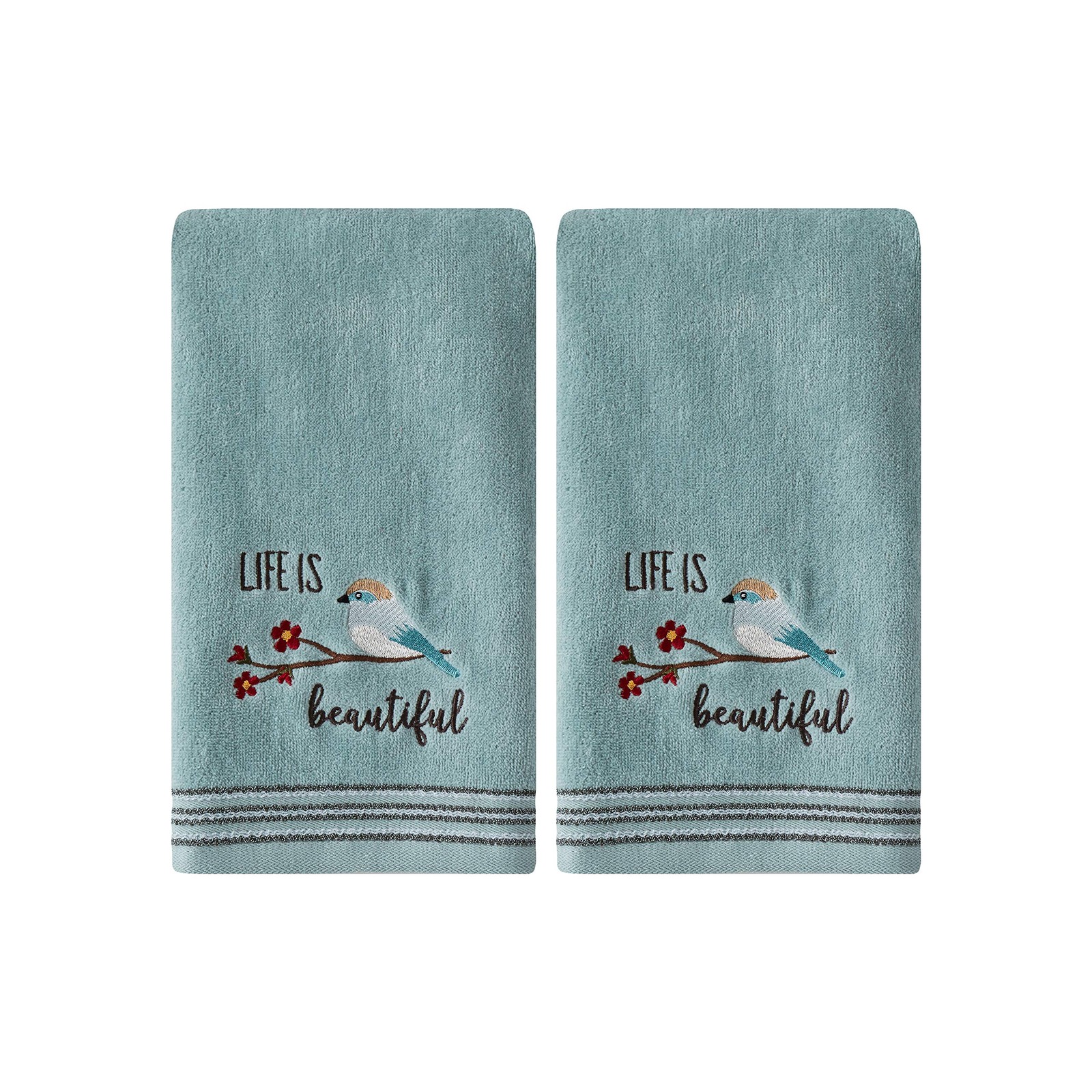 SKL Home by Saturday Knight Ltd Life Is Beautiful 2 Pc Hand Towel Set Aqua