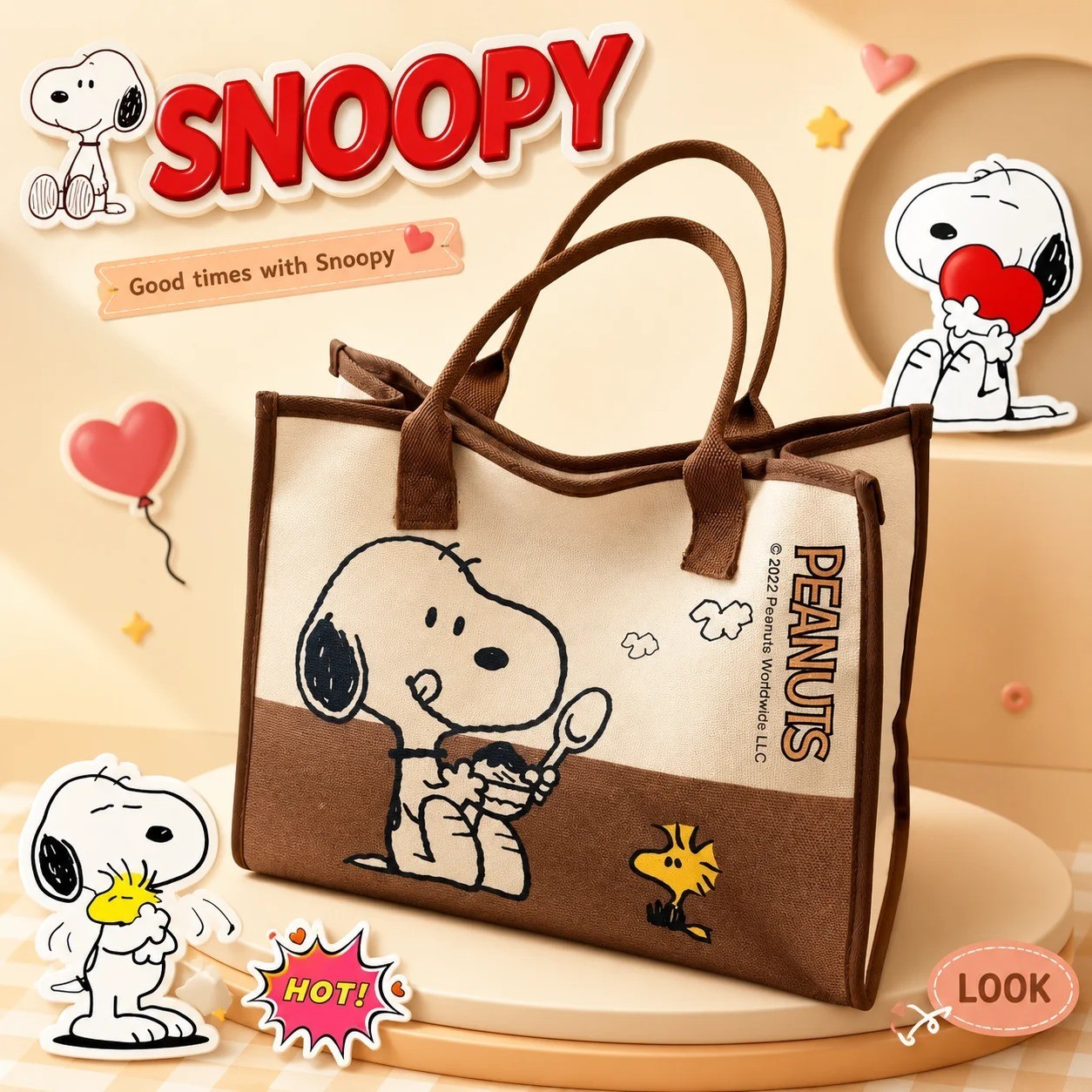 2025 New Starbucks Snoopy Tote Bag Shoulder Bag BROWN/WHITE Color-Free Shipping