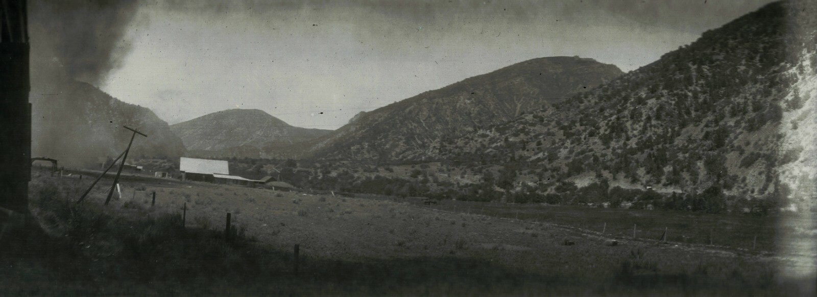 1906 Giant Dust Devil Tornado Old West Frontier Cabin Panoramic Photo Negative