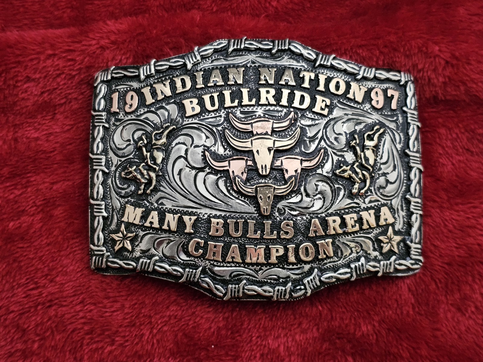 Mega Bull Bullriding☆1997☆RODEO CHAMPION TROPHY BUCKLE☆Indian Nation☆Rare☆55