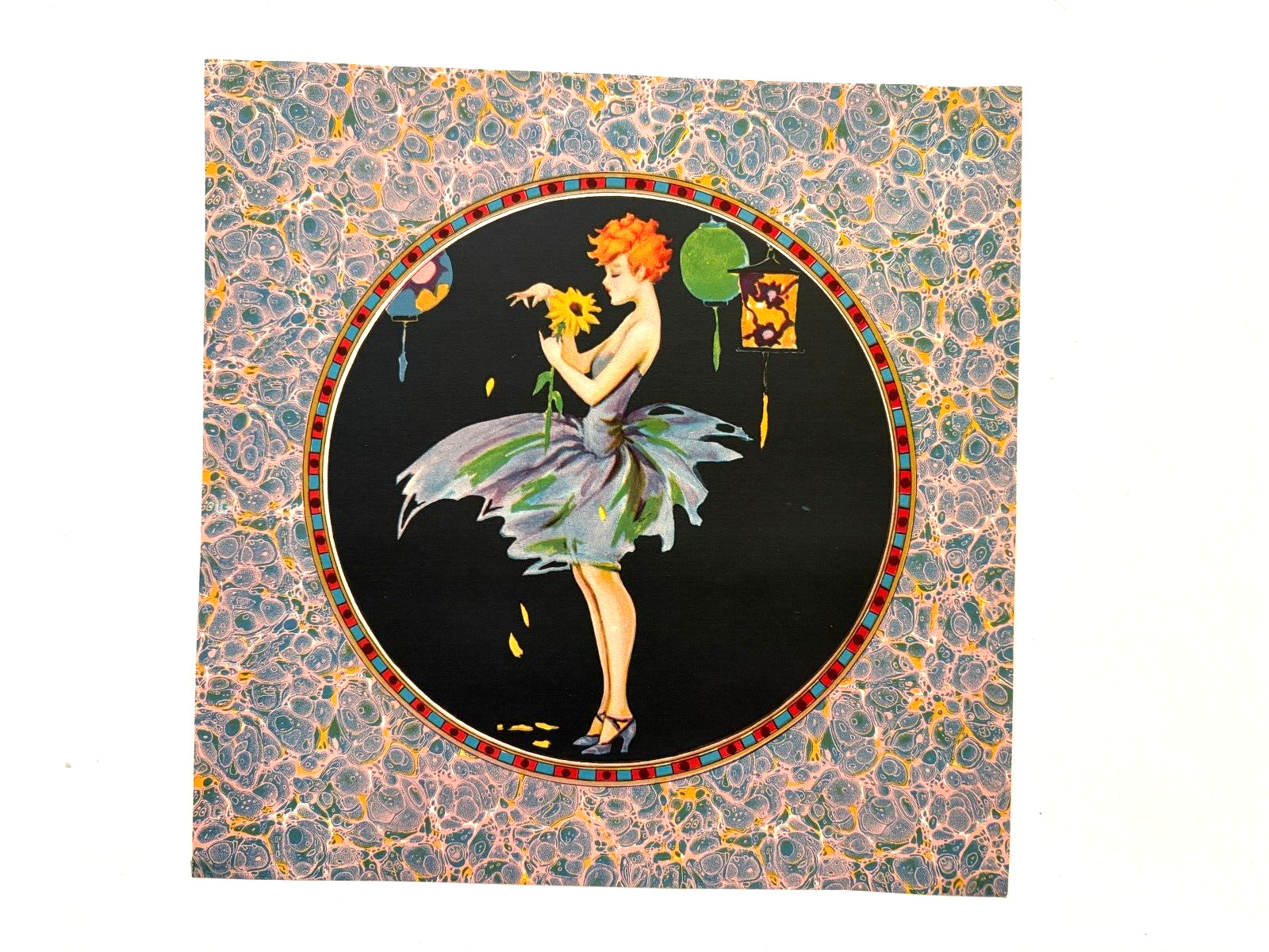 Fantastic 1930's Candy Box Label w/ Art Deco Style & Colors *