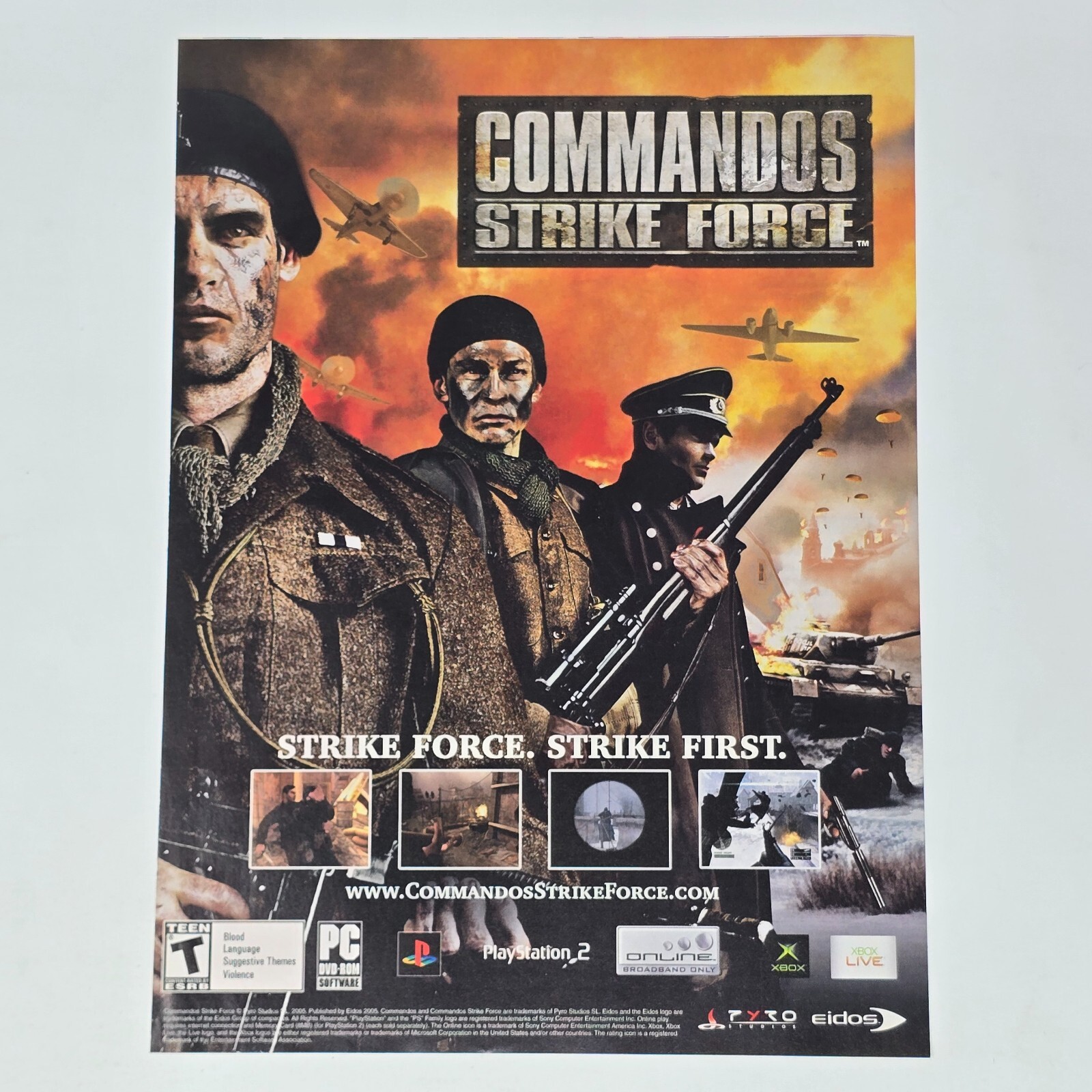 Commandos Strike Force PlayStation PS2 Xbox PC Strike First Print Ad/Poster Art