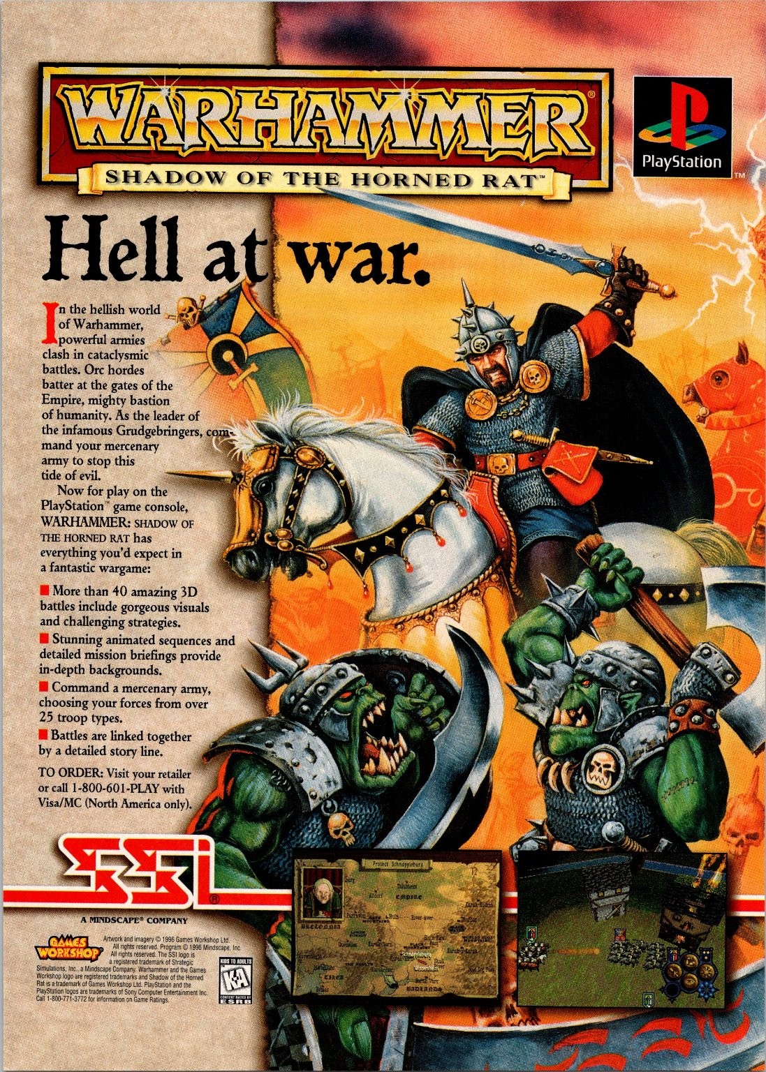 SSI Warhammer Shadow of the Horned Rat PlayStation Print Ad 1996