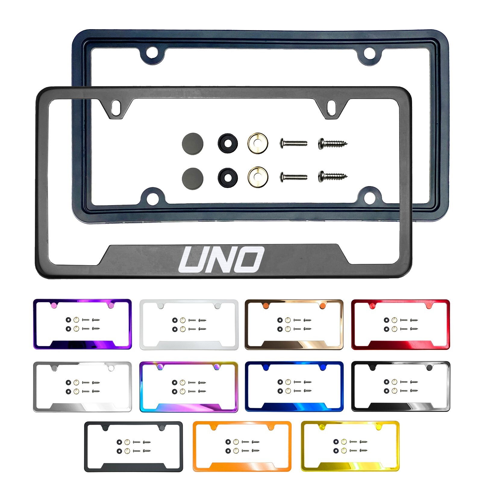 New Laser Etched Stainless Steel License Frame Silicone Guard  for  uno