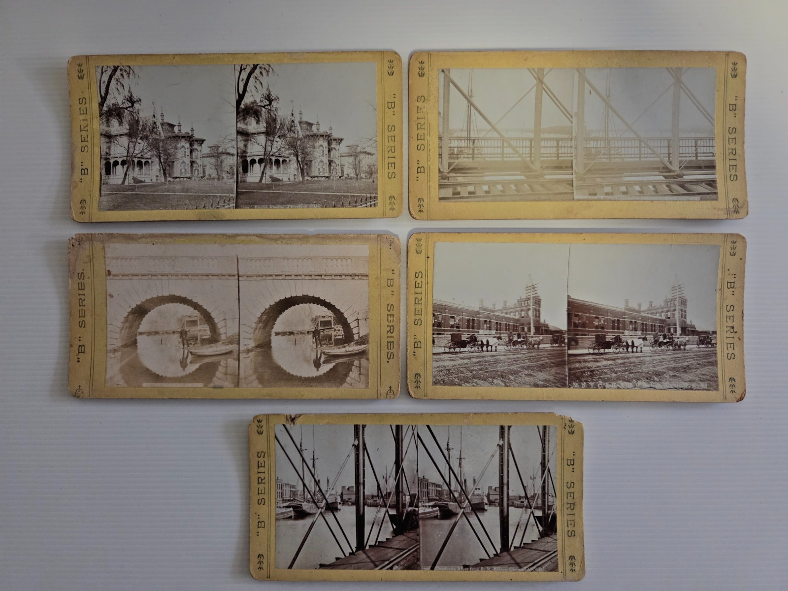 Antique 1900 Stereoview Cards x5 