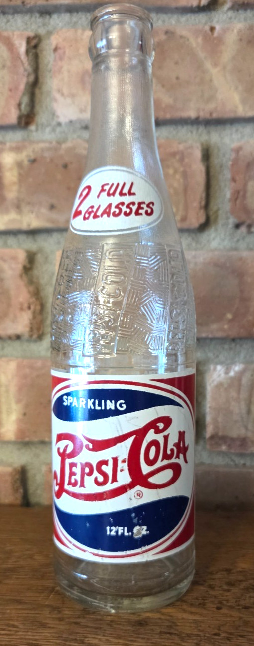 VINTAGE ACL RED WHITE & BLUE PEPSI COLA SODA BOTTLE ROANOKE, VA. 12 OZ.