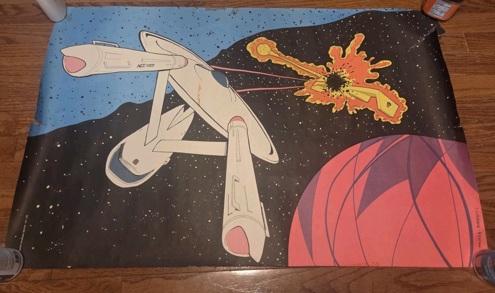 Vintage Original 1975 Enterprise Blacklight Poster #104 ACME Star Trek 24\