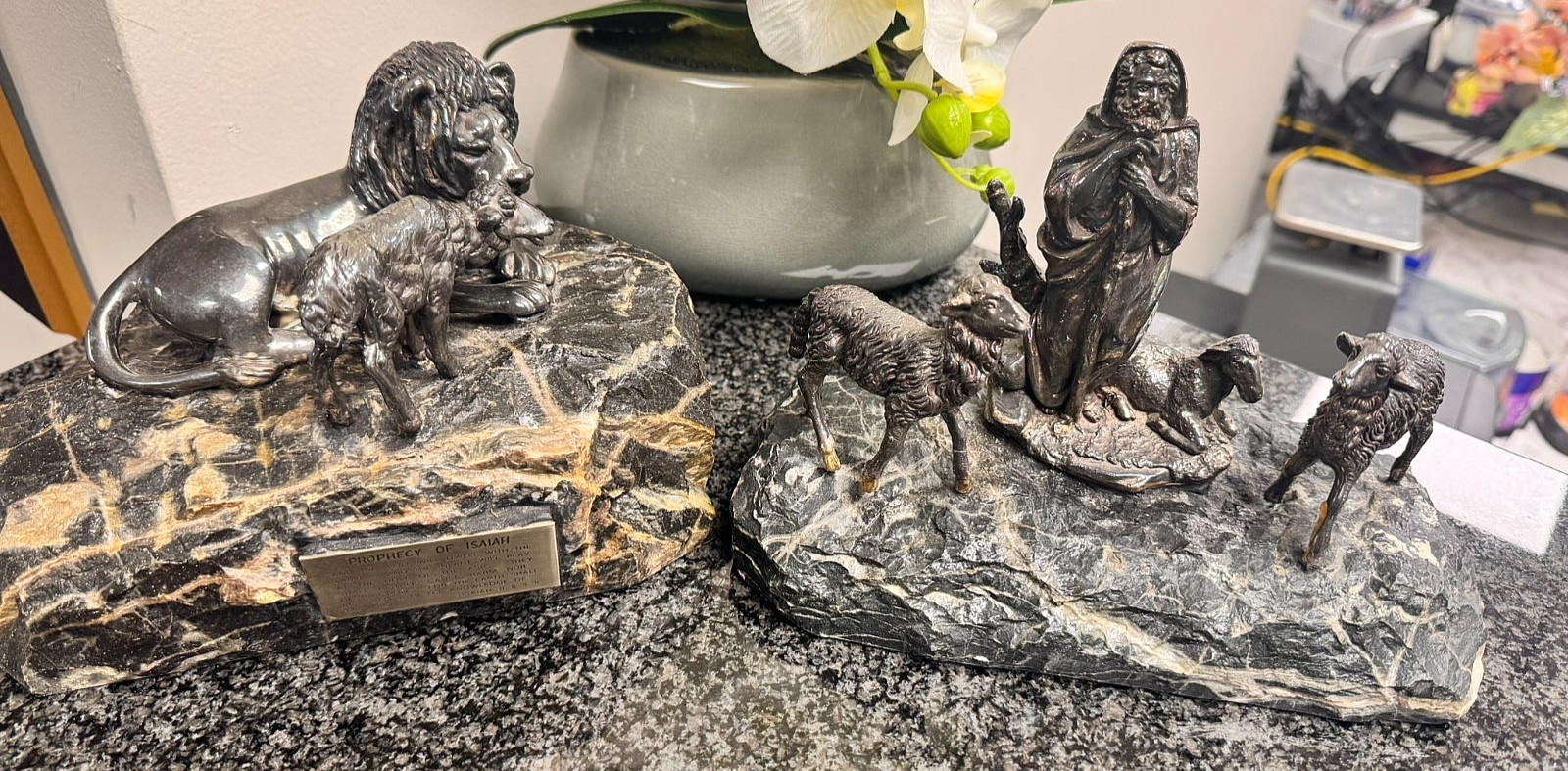 Sam Philipe Sterling Silver Sculpture on Marble Set of Two