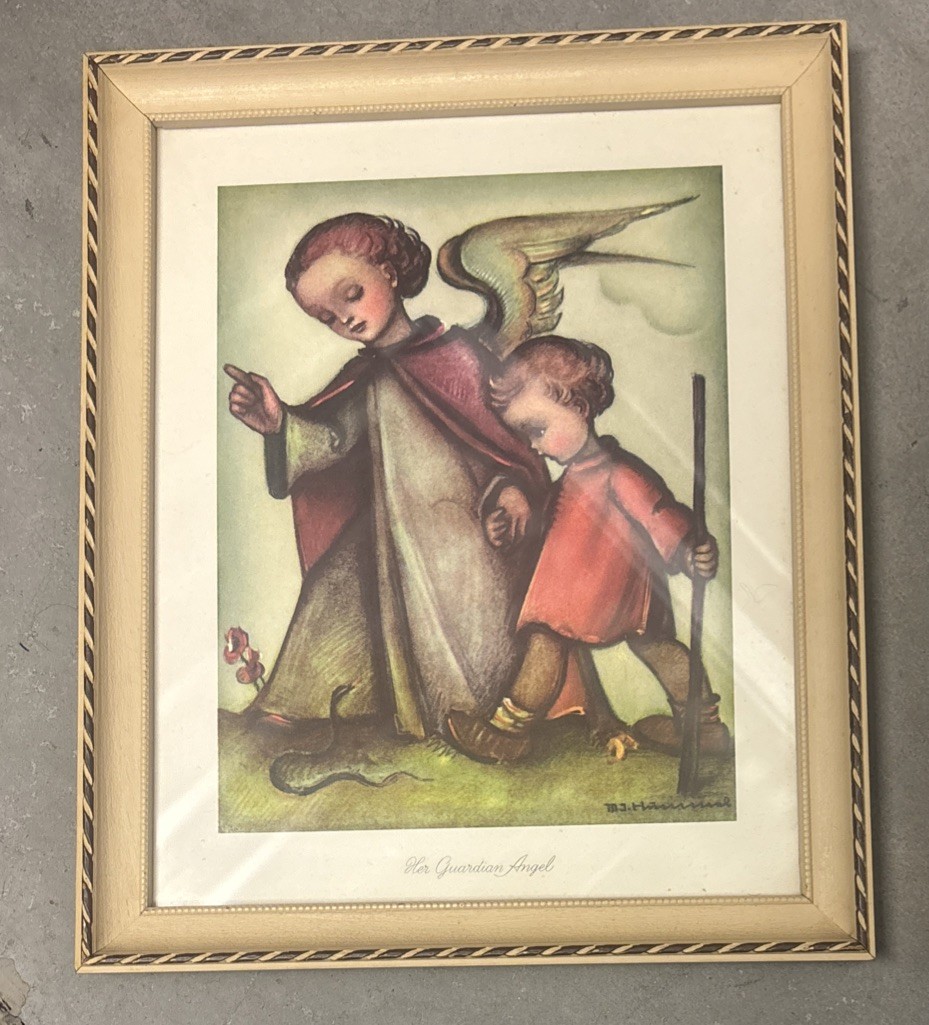 VTG MJ Hummel “Her Guardian Angel” 9”x11” Framed Print Wall Art