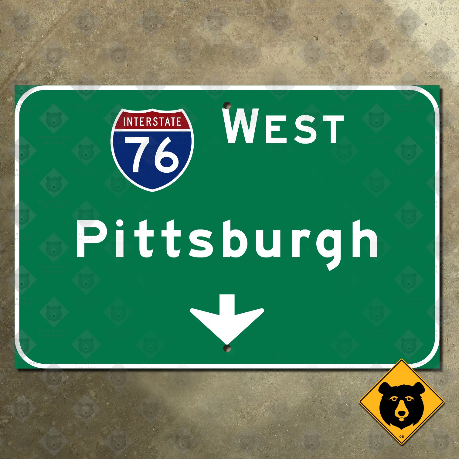 Pittsburgh Pennsylvania Interstate 76 West overhead highway road sign 15x10