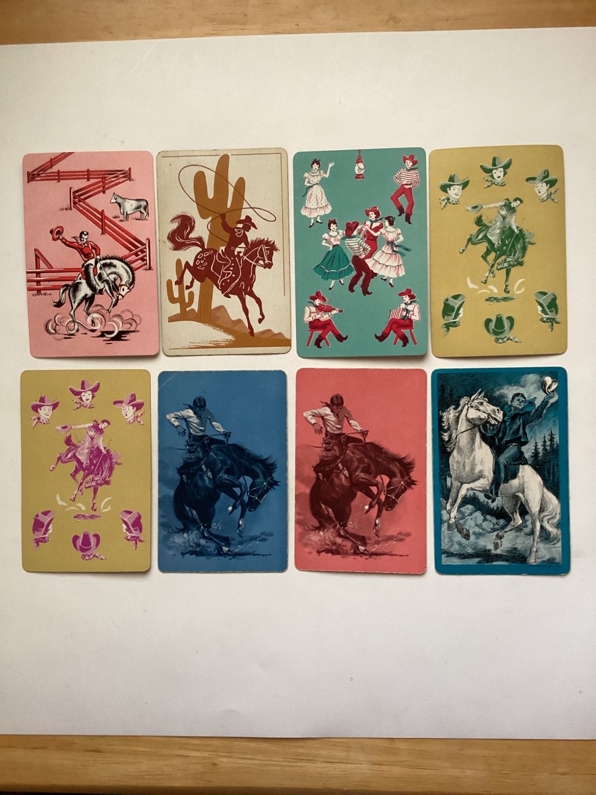 Lot (8) Vintage Western Themed COWBOY/COWGIRL Playing Cards
