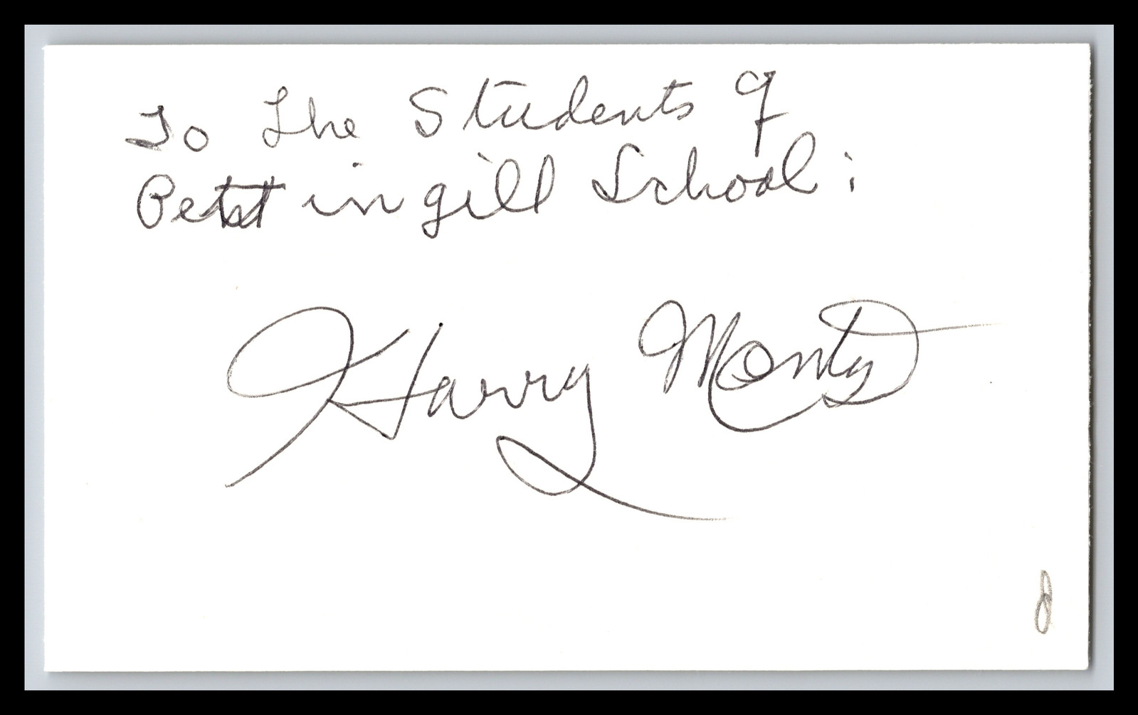 Harry Monty - Actor - 3x5 Card - Signed / Autograph (d)